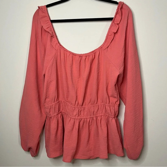 NINE WEST Peachy Squareneck Peplum Ruffle Peasant Blouse Top - Picture 7 of 7